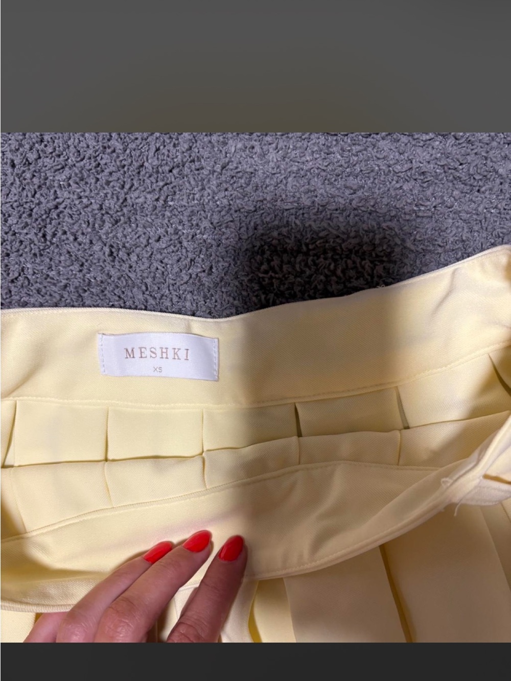Meshki Pale Yellow Pleated Mini Skirt
